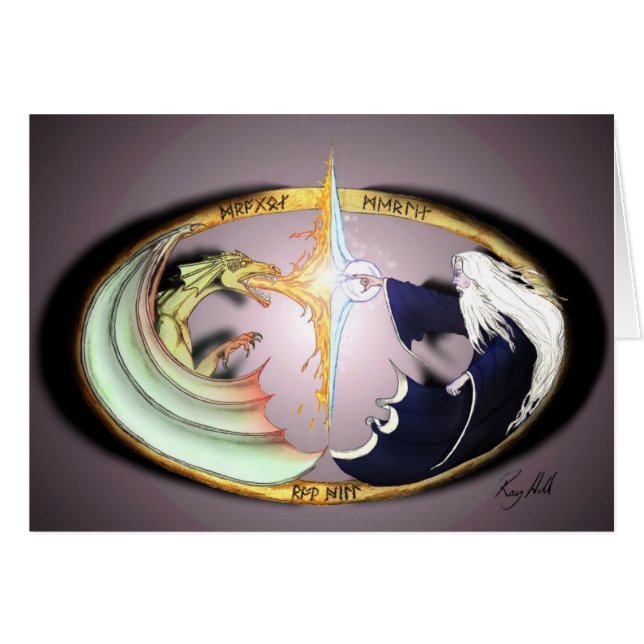 Cartão Dragão e Merlin (Frente Horizontal)