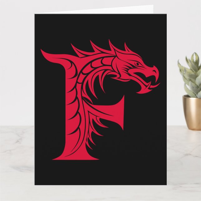 Cartão Dragão - Letra Estiletada F, Dragão - Alfabeto, Mo (Planta pequena)