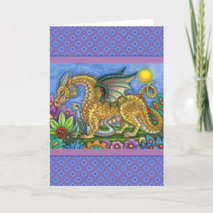 CARTÃO DRAGÃO MEDIEVAL E JARDIM DE ARTE PASTA COLORIDO