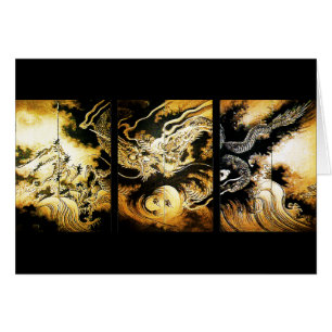 Cartão Dragão nas nuvens sobe arte japonesa