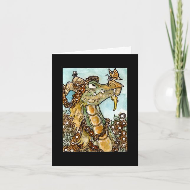 Cartão Dragão Notecard da flor (Frente)