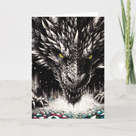 Cartão Dragão Protegendo Seu Tesouro "Feliz Aniversário!"