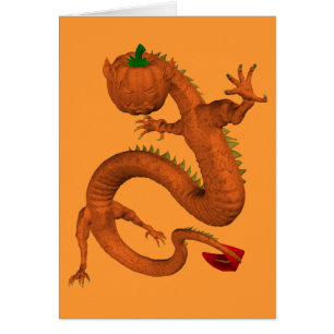 Cartão Dragão Pumpkin do Orange Halloween