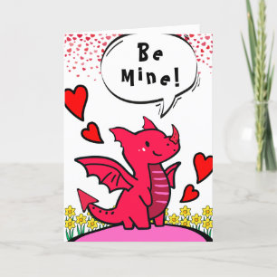 Cartão Dragão Vermelho Cute do Dia do namorados Seja meu