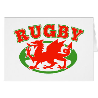 Cartão dragão vermelho de wales galês da bola de rugby