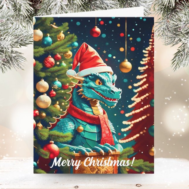Cartão Dragão Vintage No Natal ai (Criador carregado)