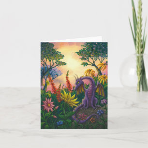 Cartão Dragon Among The Flowers notecard