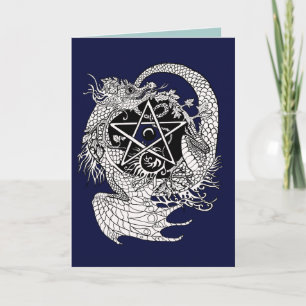 Cartão Dragon art nouveau style pentacle~cartões de sauda