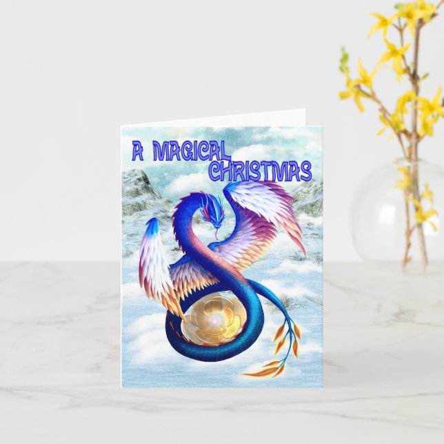 Cartão Dragon Christmas Design (Flor Amarela)