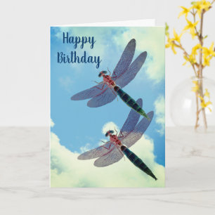 Cartão Dragonflies Blue Sky Nature Birthday Card