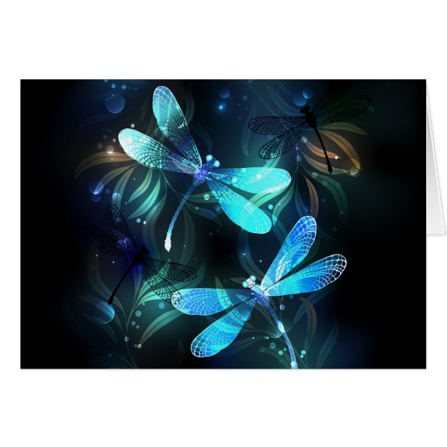 Cartão Dragonflies de lago (Frente Horizontal)