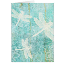 Cartão Dragonflies e Damselflies com Flowers Art