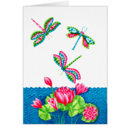 Cartão Dragonflies e Lily Card