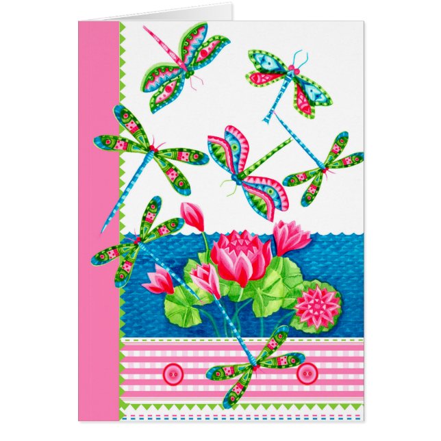 Cartão Dragonflies e Lily Card (Frente)