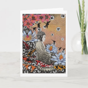 Cartão Dragonfly Dream IV (Blue Lotus at the Fish Pond)