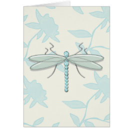 Cartão Dragonfly Grande em Fundo Floral Estimulado