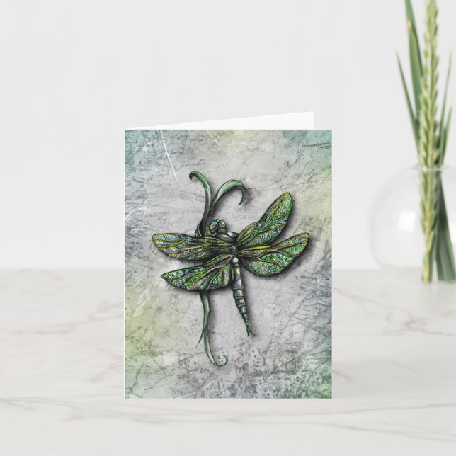 Cartão Dragonfly Notecard ou placa de saudação (Frente)
