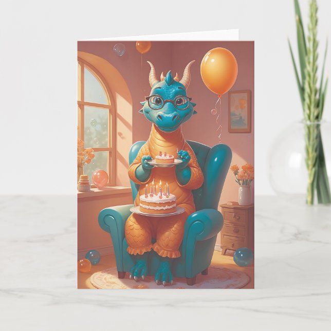 Cartão Dragon's Birthday Blaze (Frente)