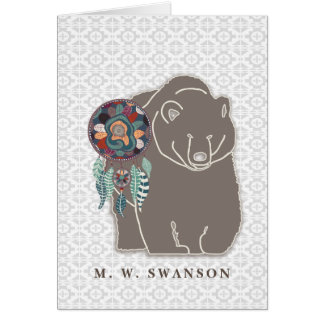 Cartão Dream Catcher com Brown Bear Nativo Americano