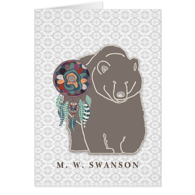 Cartão Dream Catcher com Brown Bear Nativo Americano (Frente)