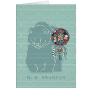 Cartão Dream Catcher com Urso Verde Nativo Americano