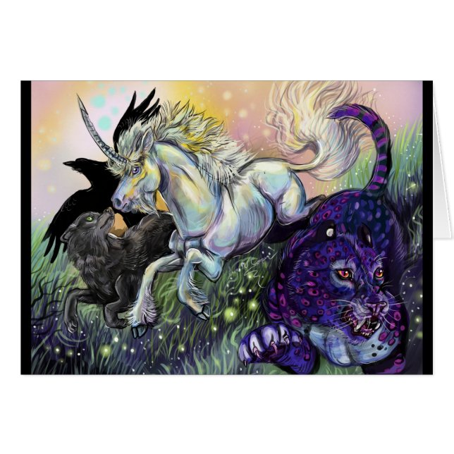 Cartão Dream Gaurdians with E. Dickinson Poem Dentro (Frente Horizontal)