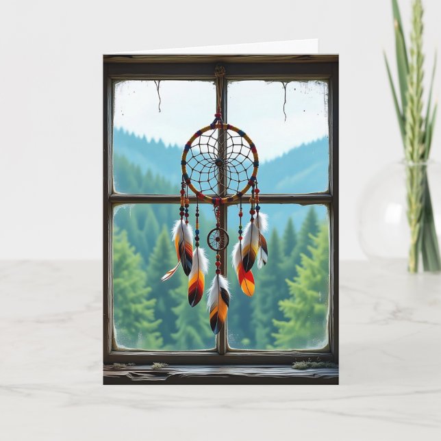 Cartão Dreamcatcher e Montanhas | Feliz aniversário (Frente)