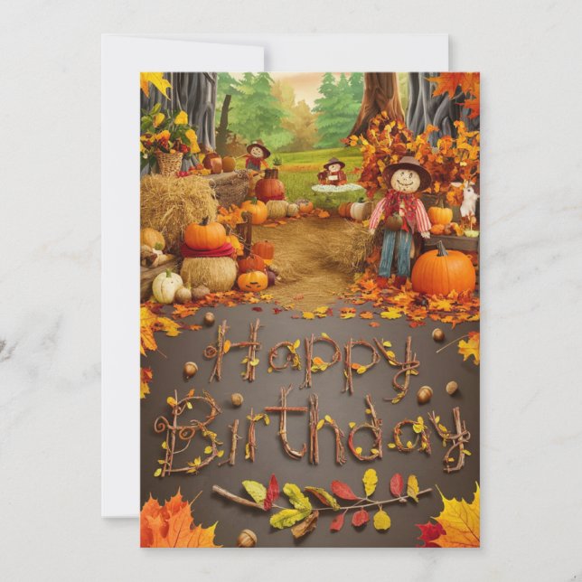 Cartão Dreamle Maple Leaf Autumn Fall Feliz Aniversário (Frente)