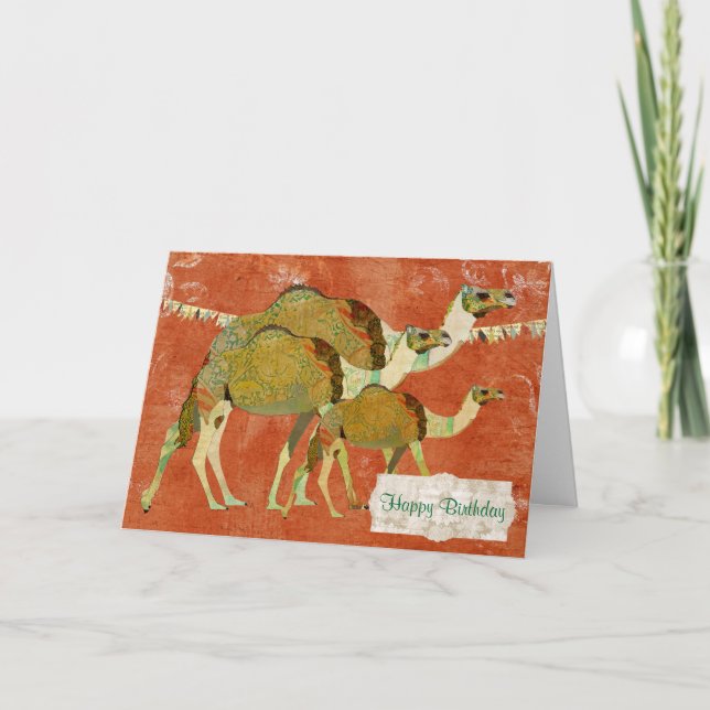 Cartão Dreamy Camels Ornamentado Amber Birthday Card (Frente)