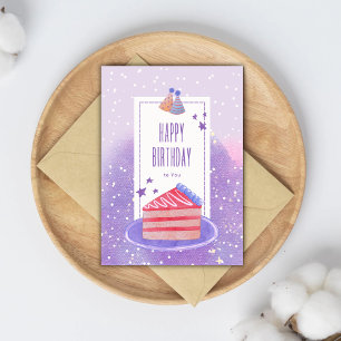 Cartão Dreamy Soft Purple Watercolor Saudação de Aniversá