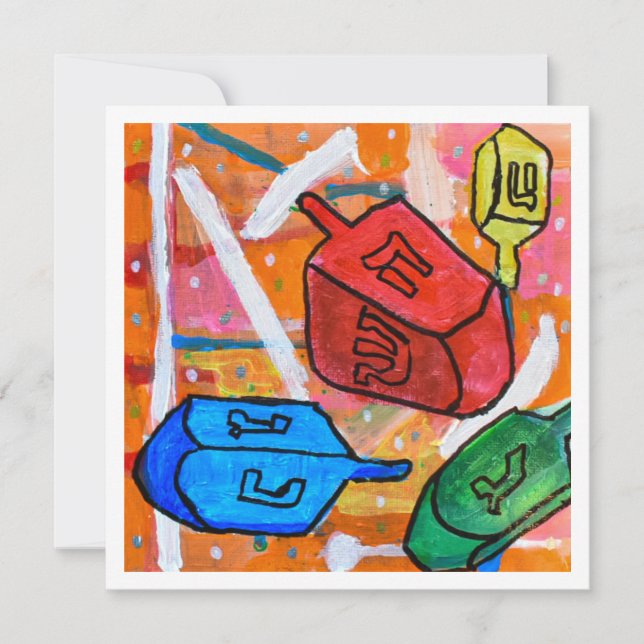 Cartão Dreidels Giratórios (Frente)