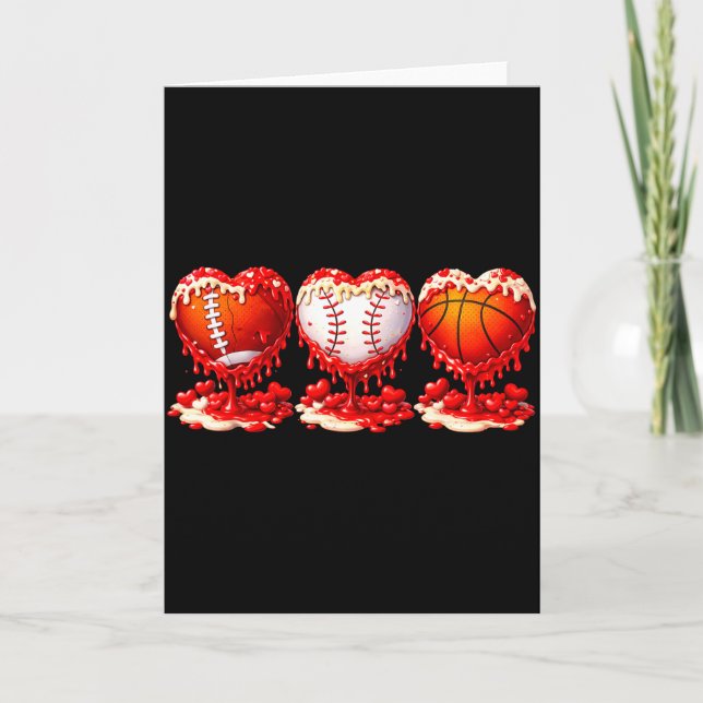 Cartão Drip Valentines Day Basketball Baseball Football B (Frente)