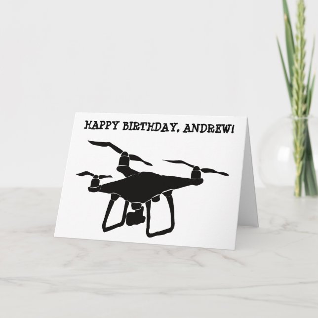 Cartão Drone Preto e Branco Personalizado (Frente)