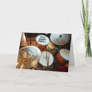 Cartão Drummer em seu feliz lugar fica bem em breve