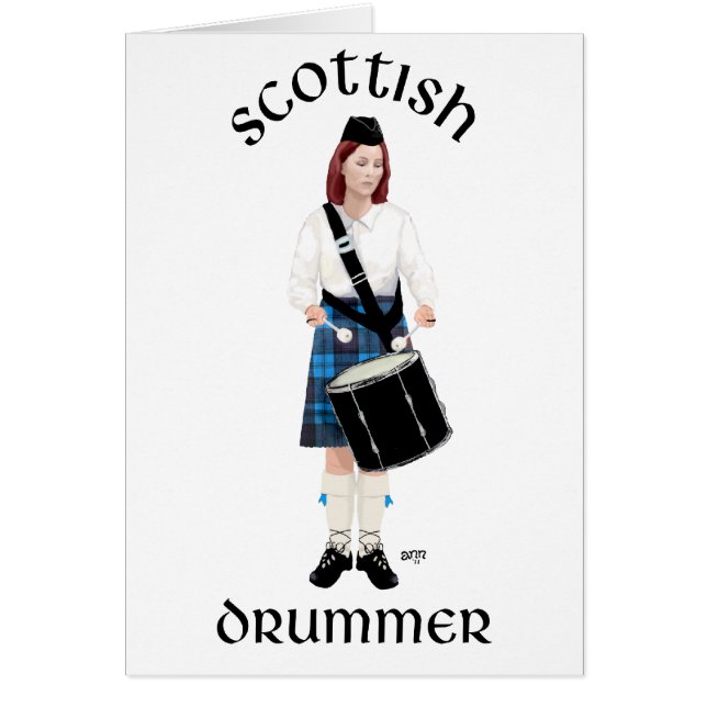 Cartão Drummer Escocês - Kilt Azul (Frente)