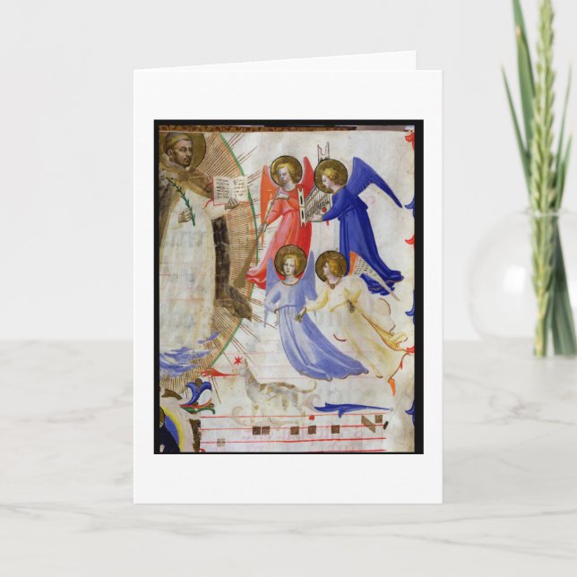 Cartão ds 558 f.67v St Dominic com quatro anjos musicais, (Frente)
