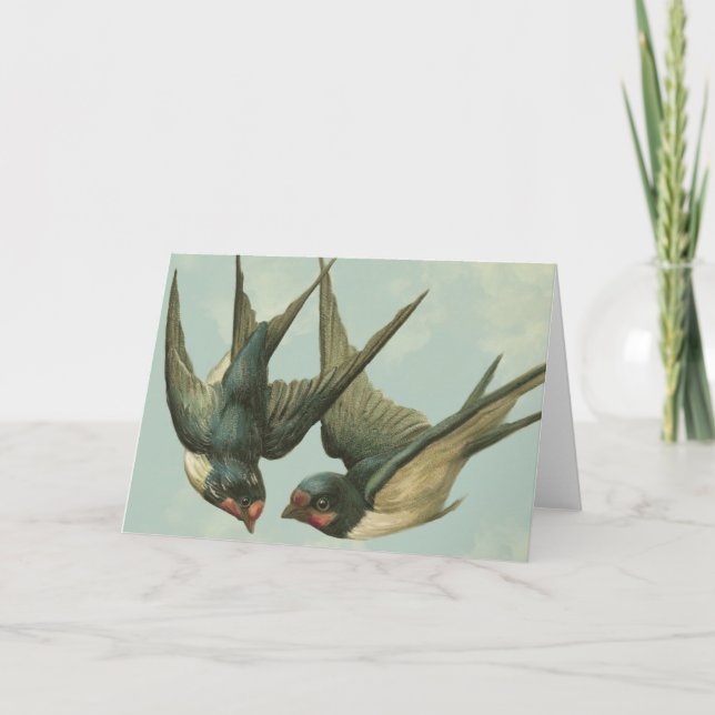 Cartão Duas andorinhas do vintage (Frente)