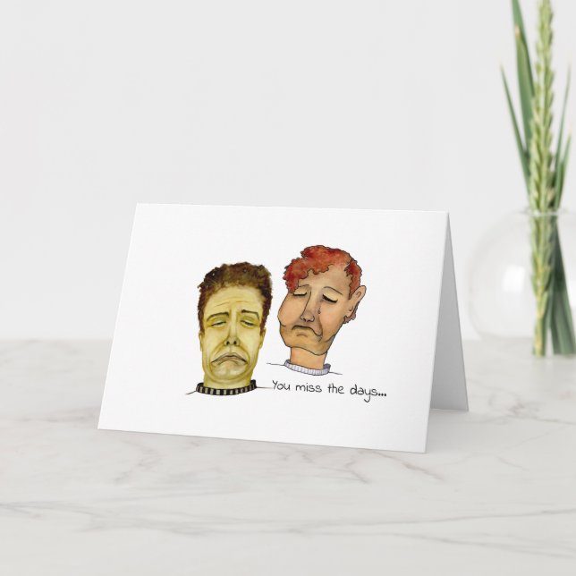 Cartão Duas Caras engraçadas faltando os bons dias de our (Frente)