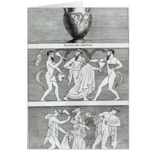 Cartão Duas cenas de um vaso de Etruscan