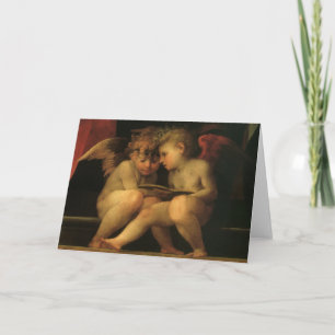Cartão Duas Cherubs Lendo por Rosso Fiorentino, Angels