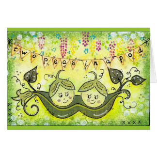 Cartão Duas ervilhas em um vagem!