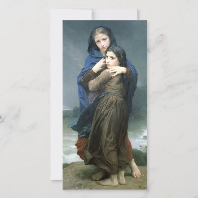 Cartão Duas jovens meninas longe de casa (por W.A. Bougue (Frente)