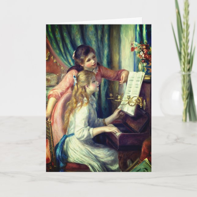 Cartão Duas Jovens Meninas no Piano por Renoir: Vazio (Frente)