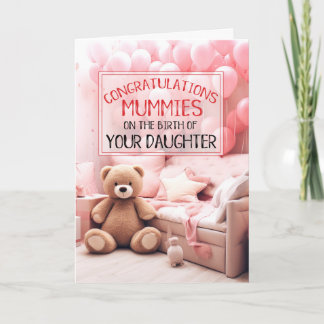 Cartão DUAS MÃES Rosa Novos Parabéns