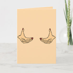 Cartão Duas mãos femininas de desenho animado segurando o