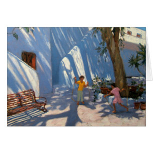 Cartão Duas meninas que saltam Mykonos