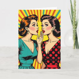 Cartão Duas Mulher Gossipando Contando Segredos Amizade