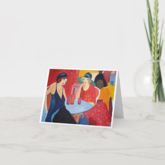 Cartão Duas mulheres em um café