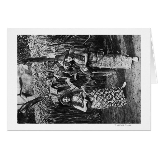 Cartão Duas mulheres havaianas com fotografia de Ukalalee (Frente Horizontal)