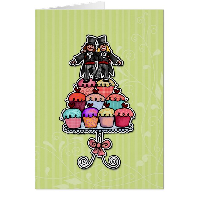 Cartão Duas noivas em cupcakes (Frente)